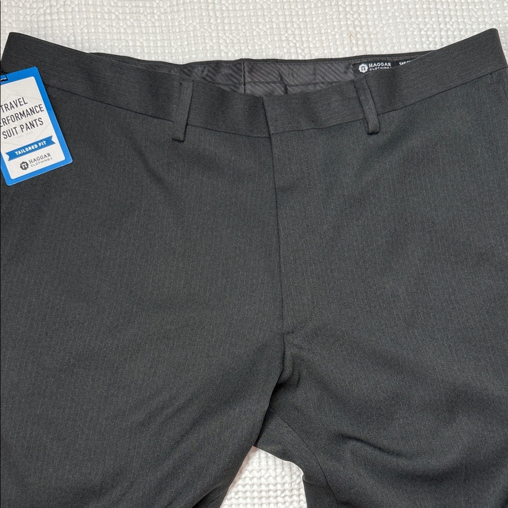 Haggar Men's Dark Charcoal Flat Front Dress Slacks - 38/29